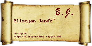 Blistyan Jenő névjegykártya